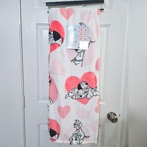 Disney 101 Dalmations Blanket, White & Pink,  Hearts